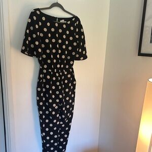 Corey Lynn Calter Black and White Polka Dot Midi Dress
